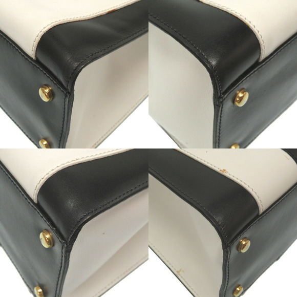Celine Striped Bicolor Handbag Leather Black White - Picture 10 of 10